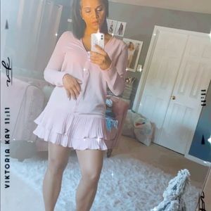 ASOS pink pleated dress